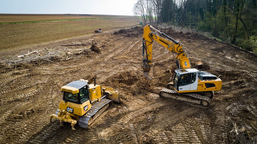 Chantier de création de digue